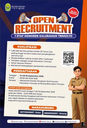 Telah dibuka Lowongan Staf Honorer Kalurahan Trimulyo
